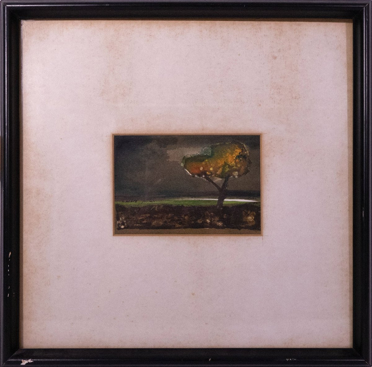 Paysage d'arbre solitaire - Aquarelle expressionniste catalane-photo-2
