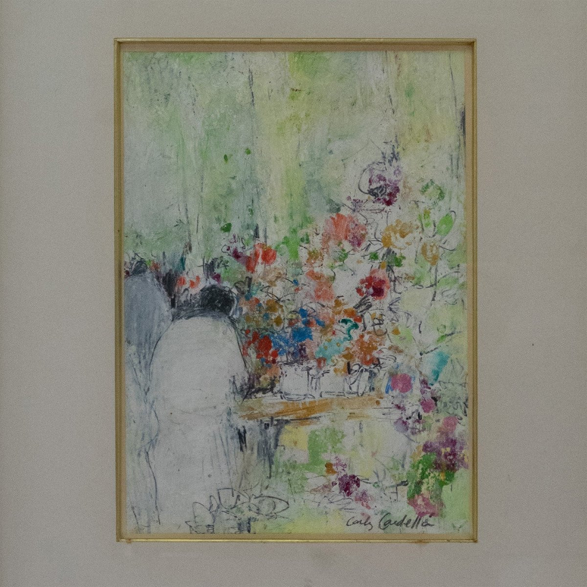 Scène de table florale et deux femmes – Paire de tableaux de Carlos Cardella-photo-4