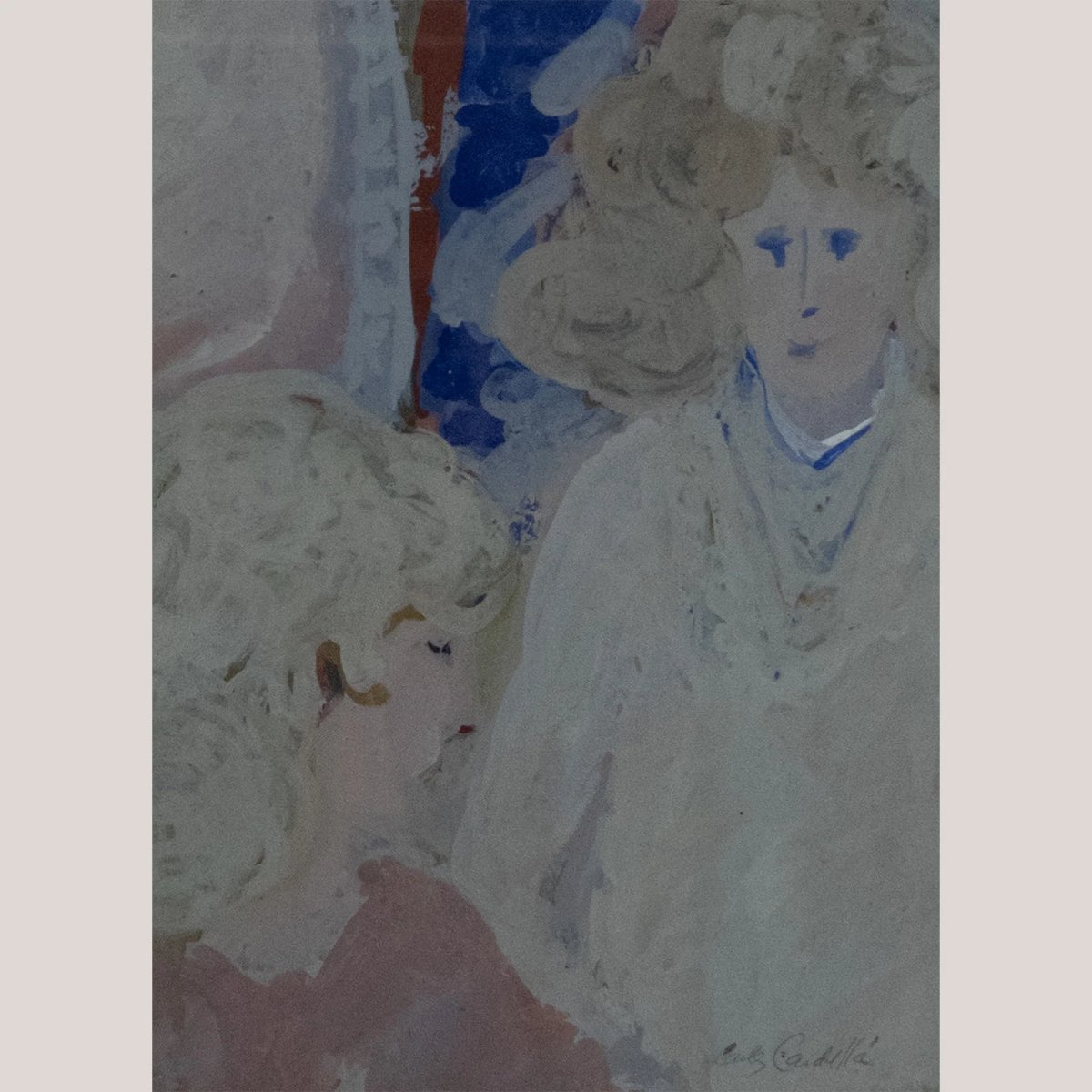 Scène de table florale et deux femmes – Paire de tableaux de Carlos Cardella-photo-2