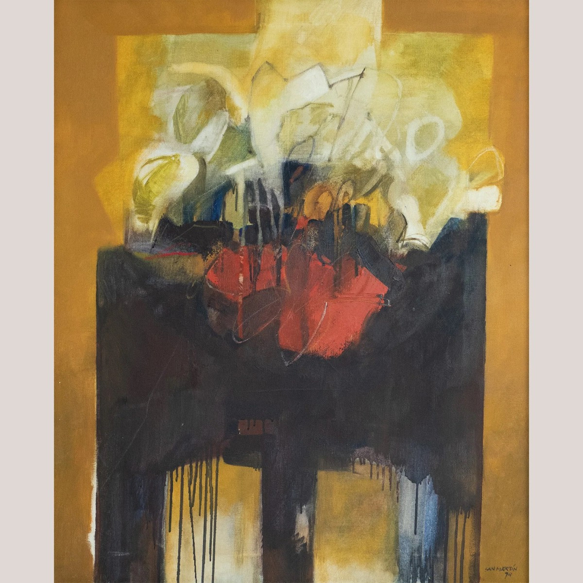 Abstract Composition With Floral Motif – Possibly By Antonio San Martín