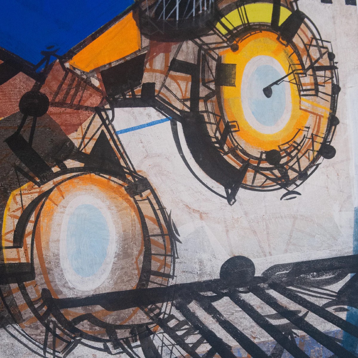 Industrial Geometric Abstraction – Signed - Oil On Fine Canvas-photo-4