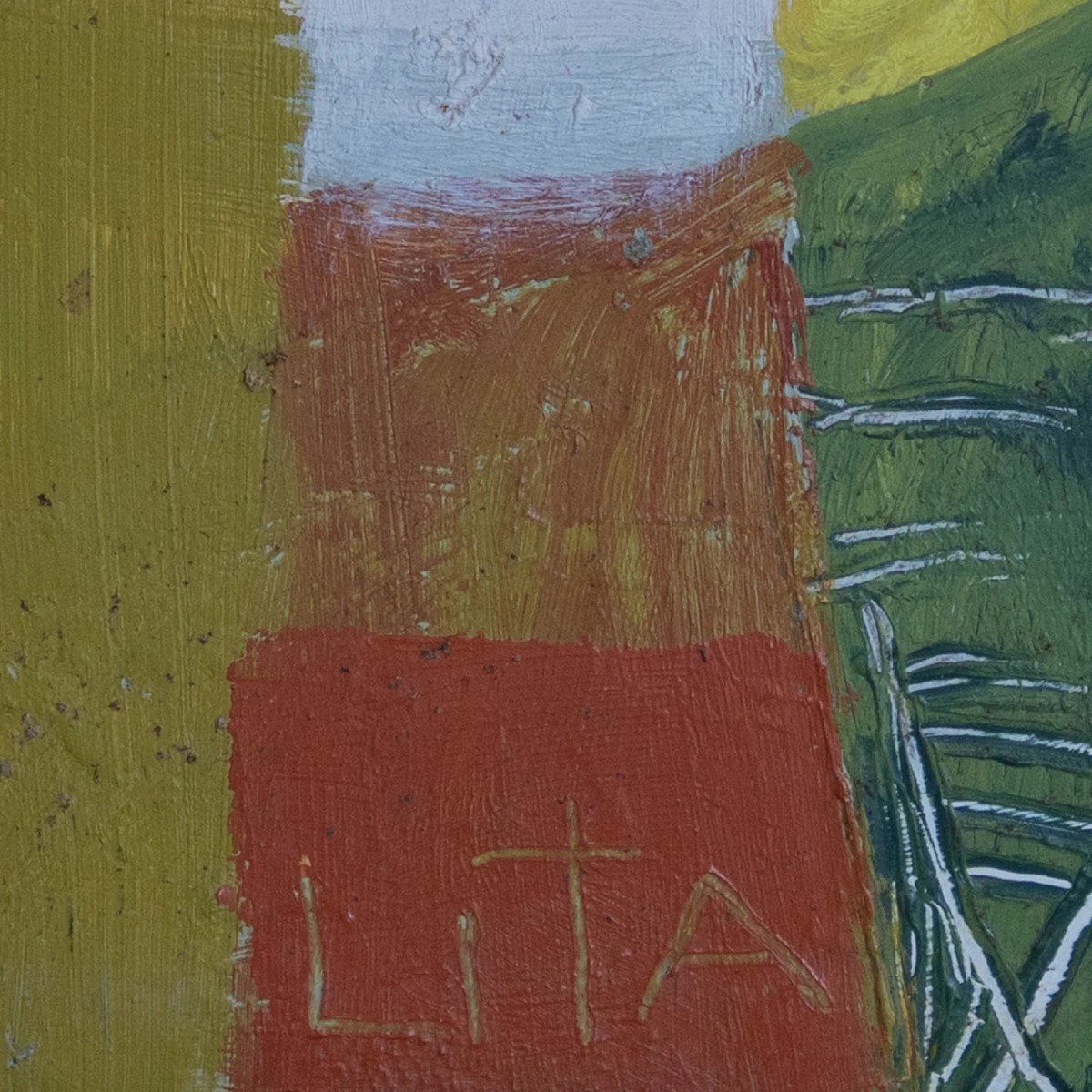Large Abstract Oil Composition – Mid-20th Century - Signed Lita-photo-2