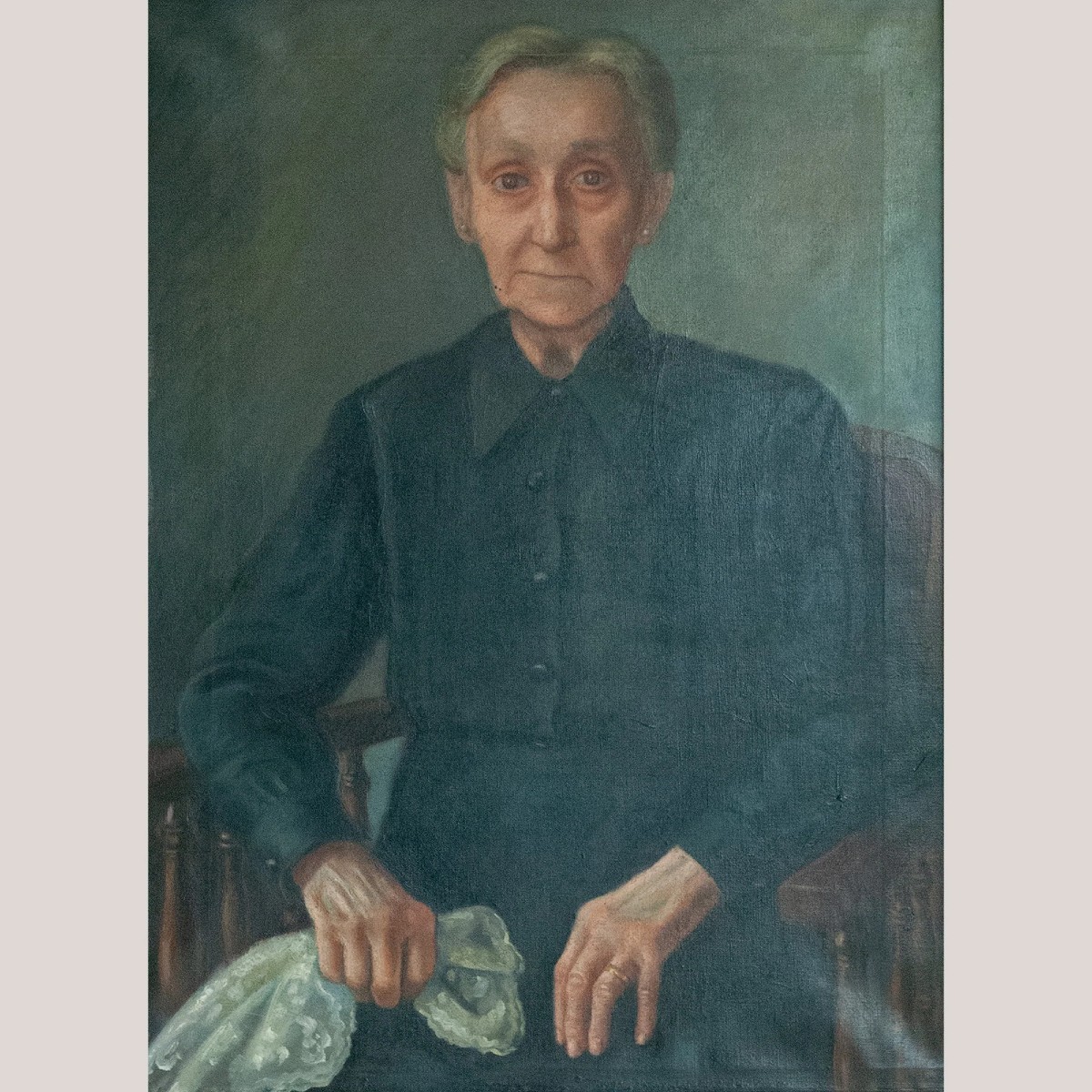 Portrait Of An Elderly Woman – Hand-carved Gilded Frame-photo-2