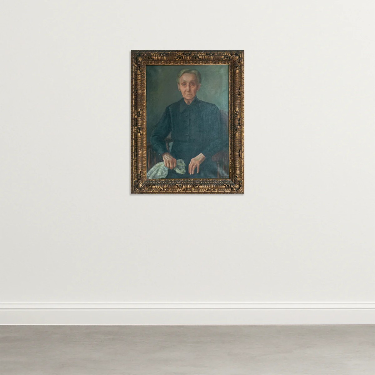 Portrait Of An Elderly Woman – Hand-carved Gilded Frame