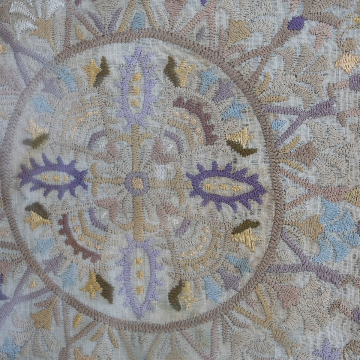 Vintage Embroidered Sampler – Hand-stitched Floral Textile-photo-3