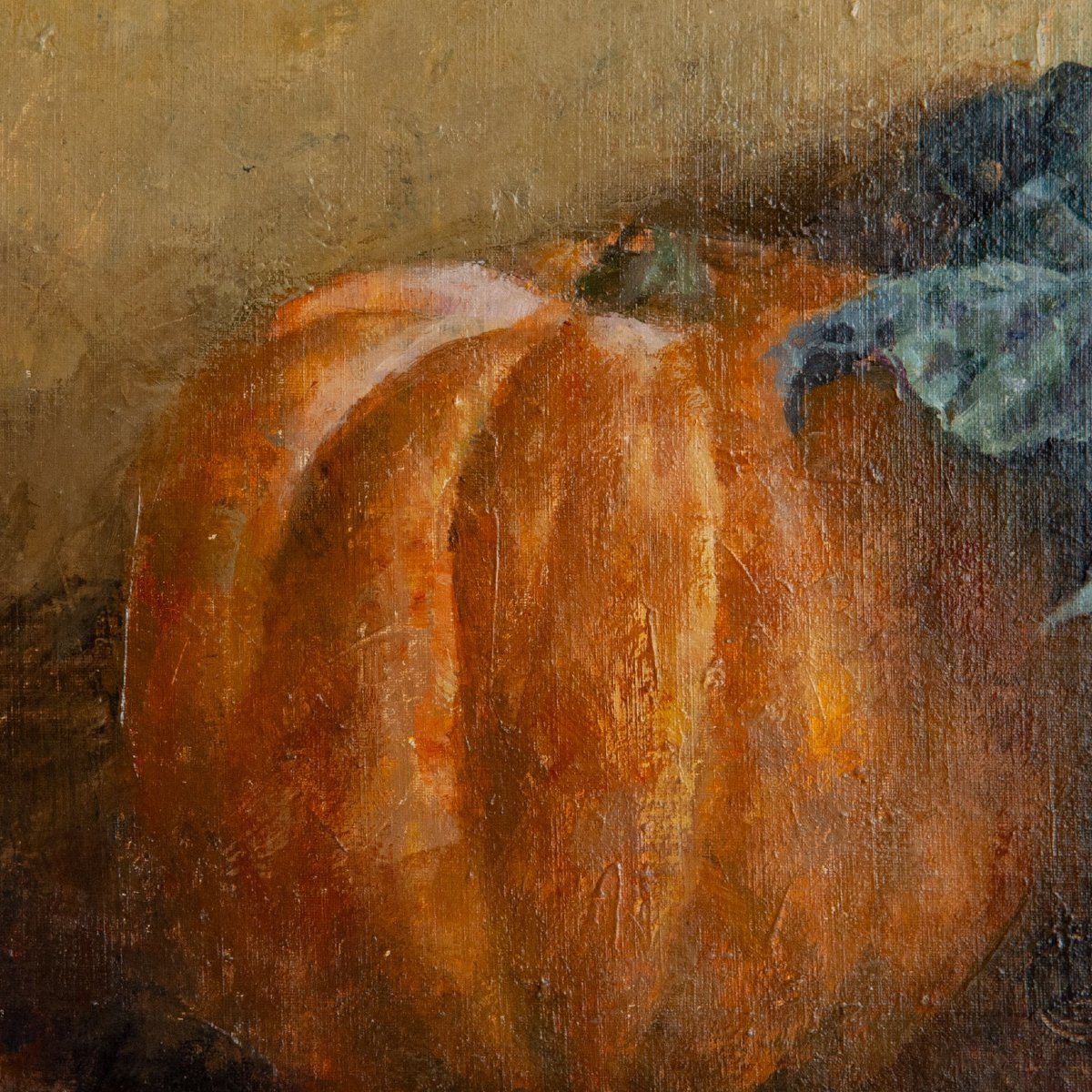 Still Life With Autumn Vegetables – Artist Presently Unidentified - Signed Oil On Canvas-photo-2