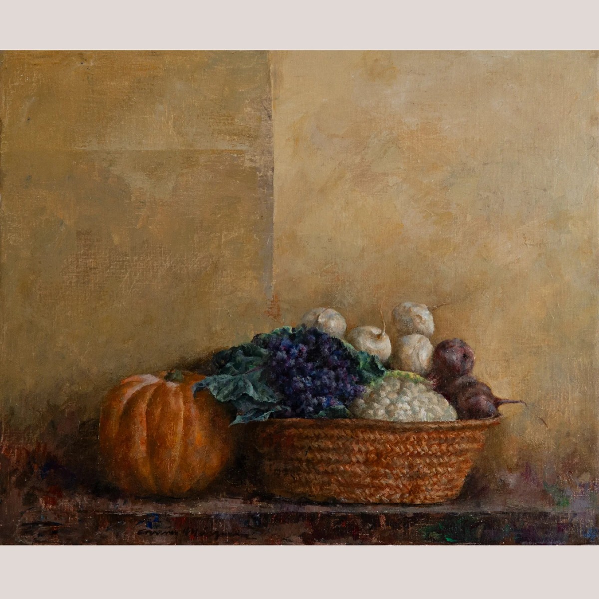 Still Life With Autumn Vegetables – Artist Presently Unidentified - Signed Oil On Canvas