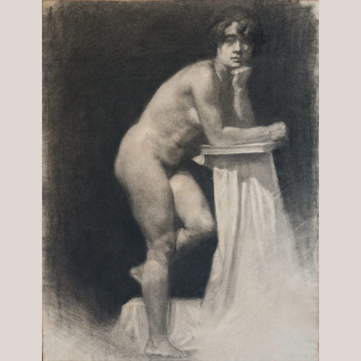 Étude de nu masculin – Artiste actuellement inconnu