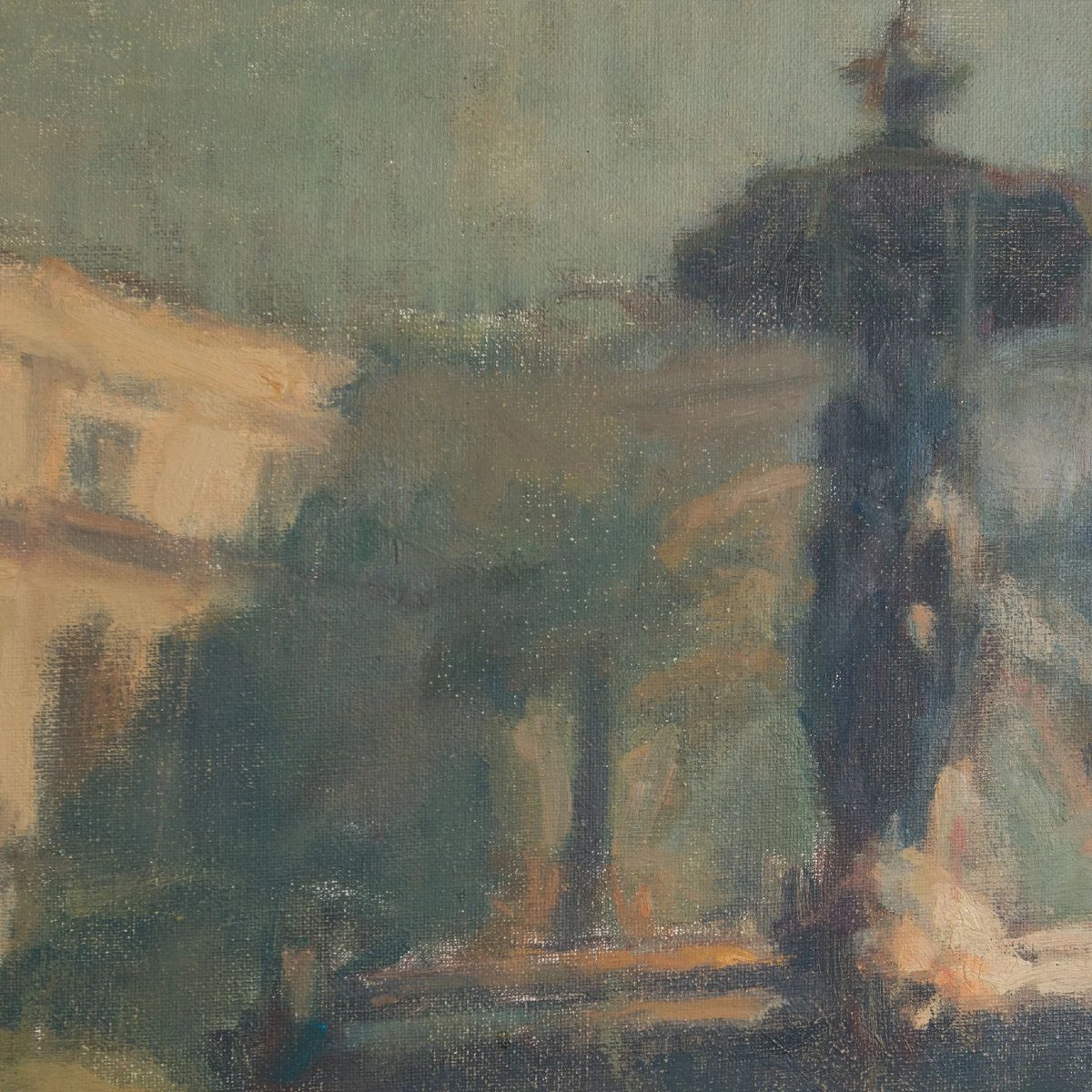 Plaça Reial (royal Square) Barcelona - Impressionist Oil On Canvas - Signed-photo-1