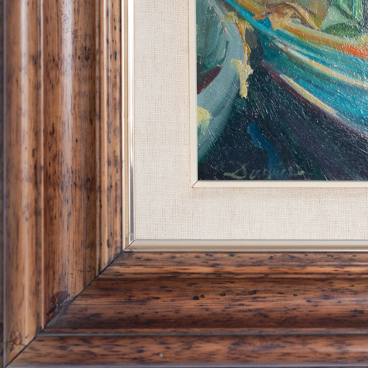 Two Post Impressionist Oil Paintings - Fisherman And Fishing Boats-photo-5