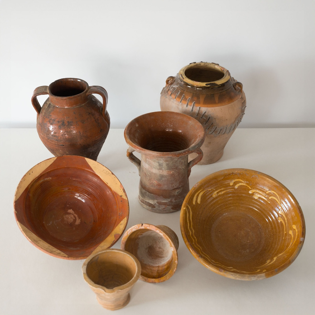 Seven Antique Rustic Terracotta Storage Pots - 19th Century-photo-4