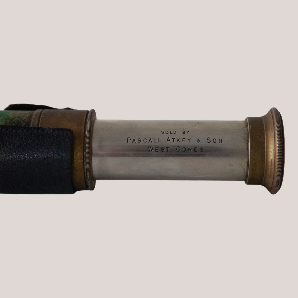 Ross London Marine Brass And Green Sharkskin Shagreen Telescope-photo-3
