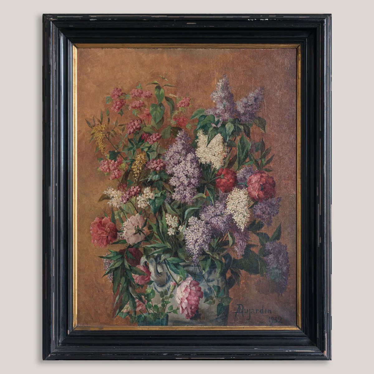 Floral Still Life In Vase - Signed And Dated - Oil On Canvas-photo-3