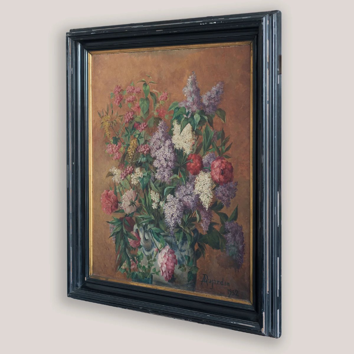 Floral Still Life In Vase - Signed And Dated - Oil On Canvas-photo-4