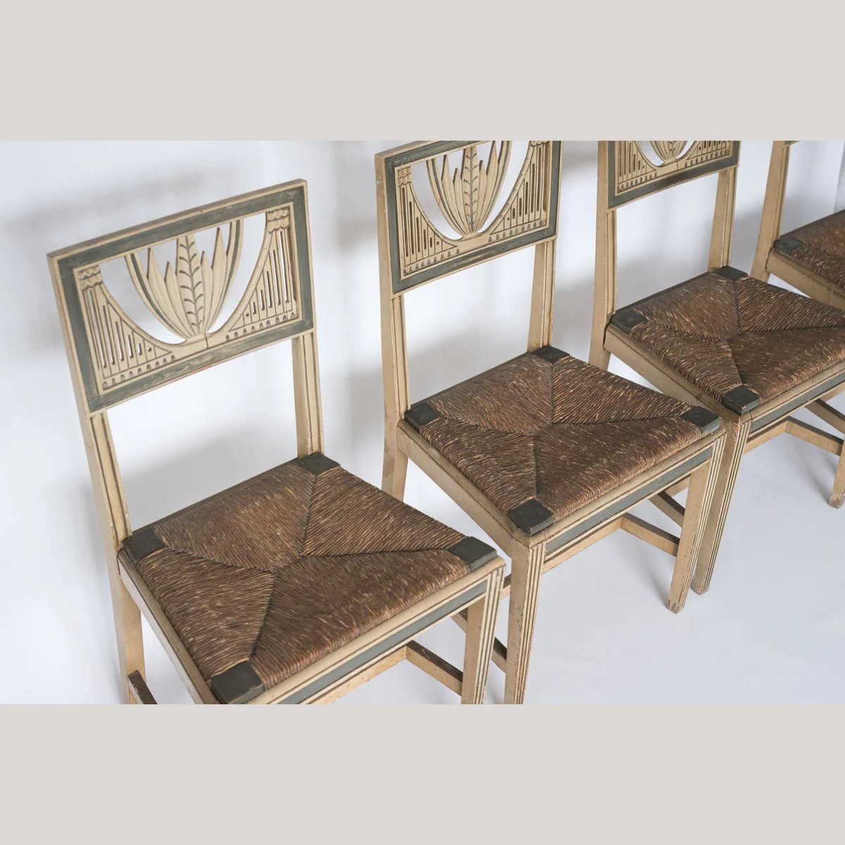 Set Of Four Neoclassical Painted Dining Chairs-photo-3