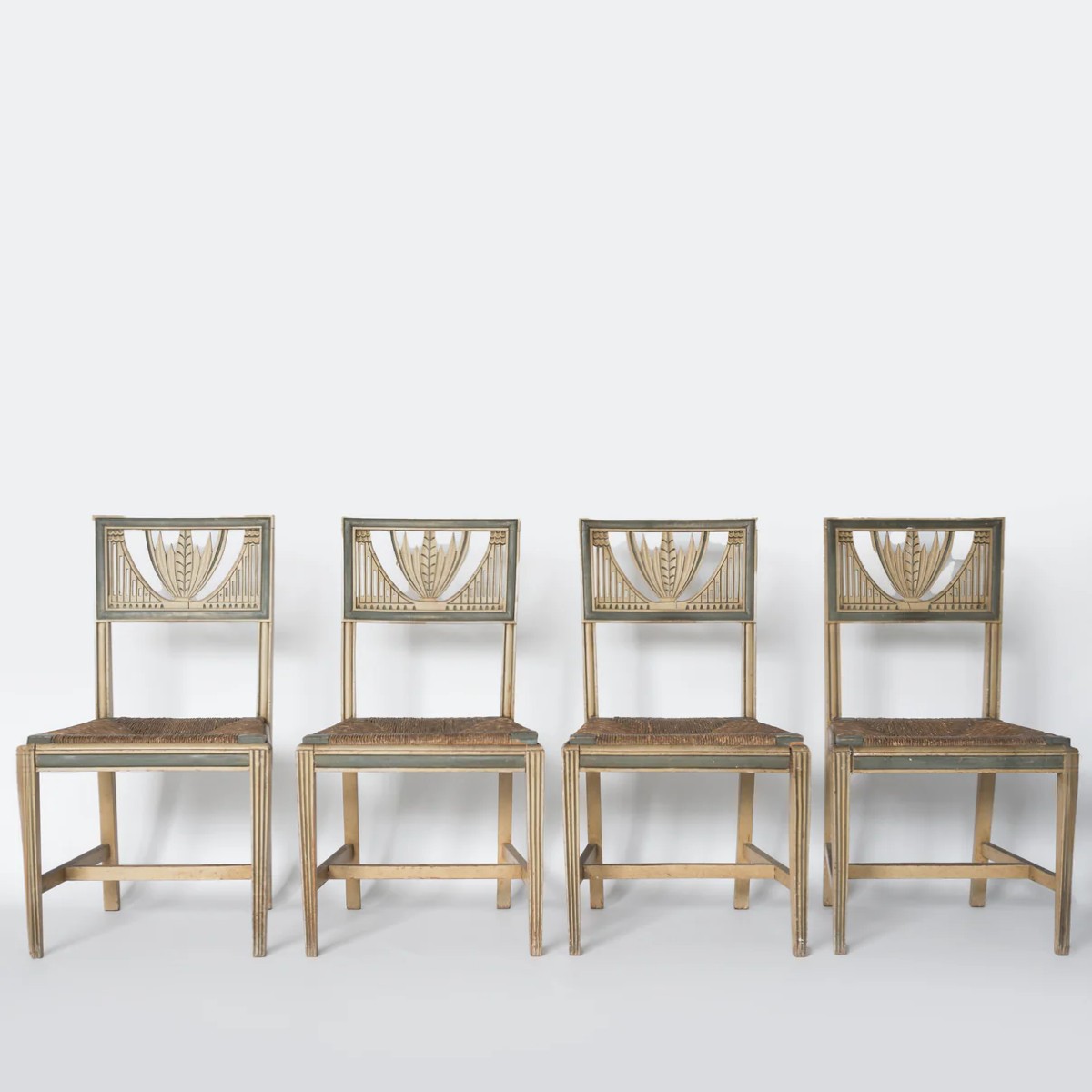 Set Of Four Neoclassical Painted Dining Chairs