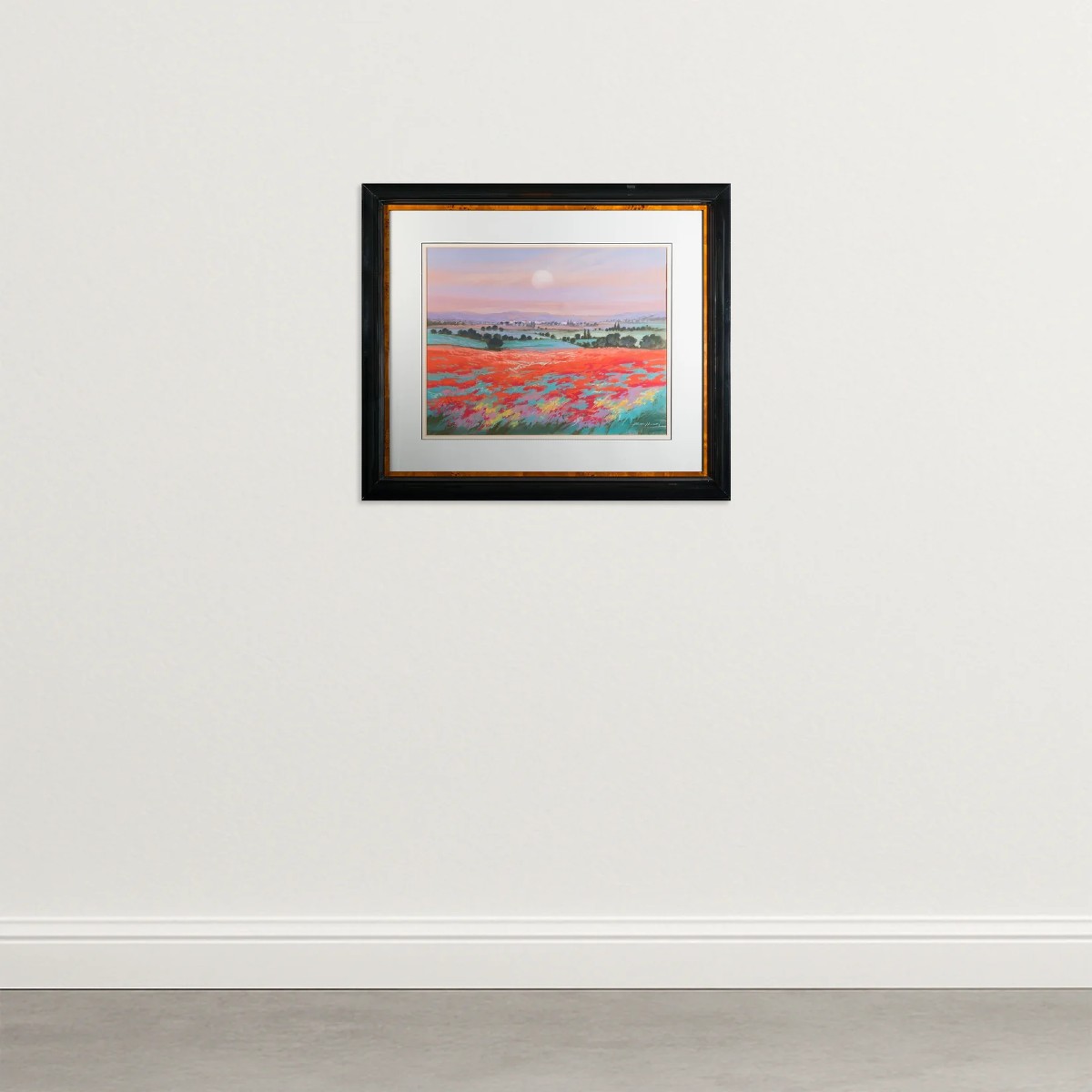 Sunset Over Poppy Fields Landscape Pastel-photo-2