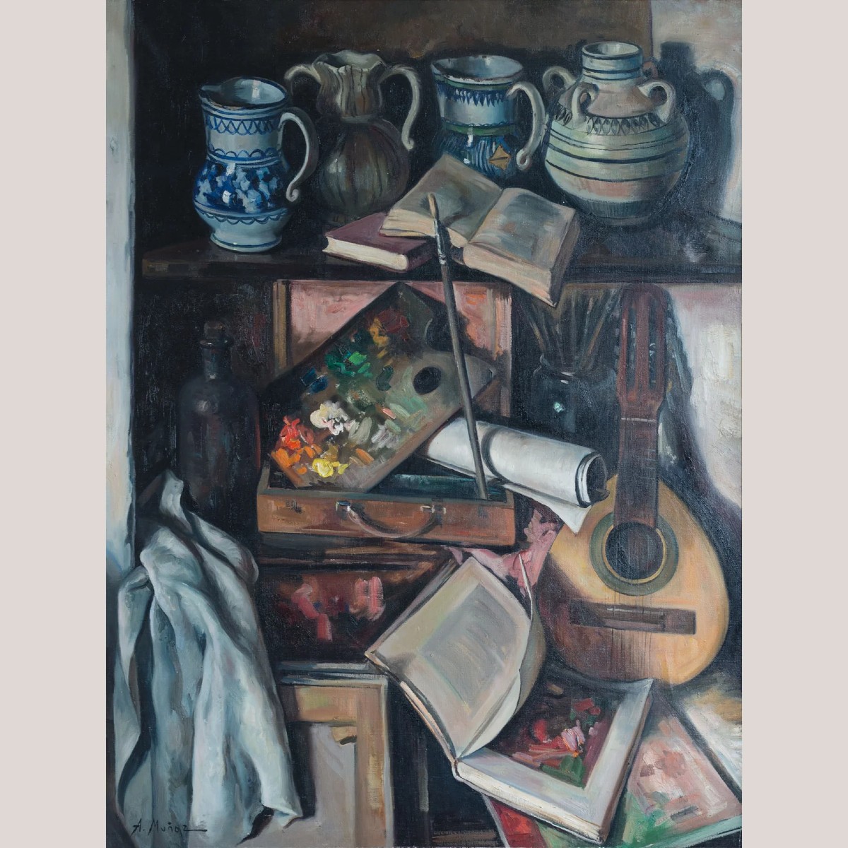 Still Life With Guitar And Books By Alberto Muñoz Boquera-photo-2