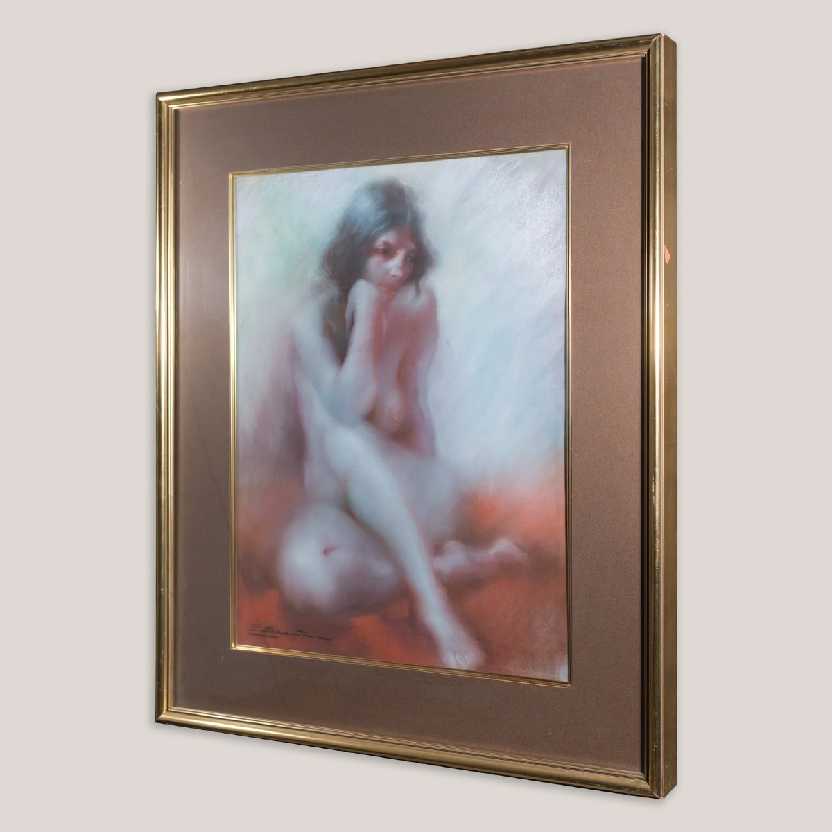 Seated Female Nude Pastel Study - Signed-photo-4