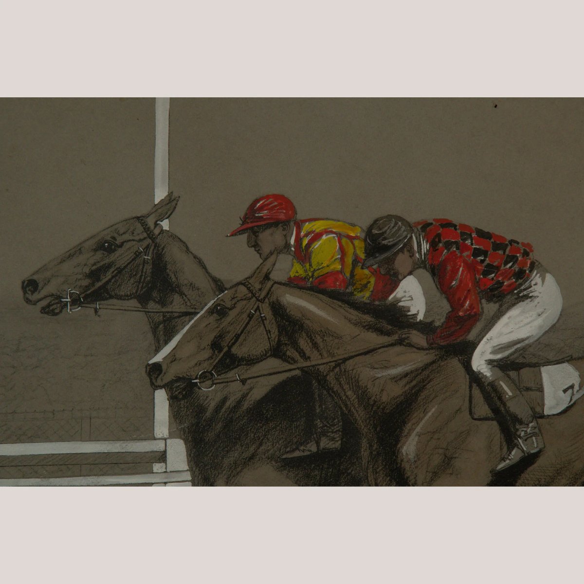 Scènes sportives équestres – Polo de Deauville et Course hippique de Longchamp par Eugène Pecha-photo-4