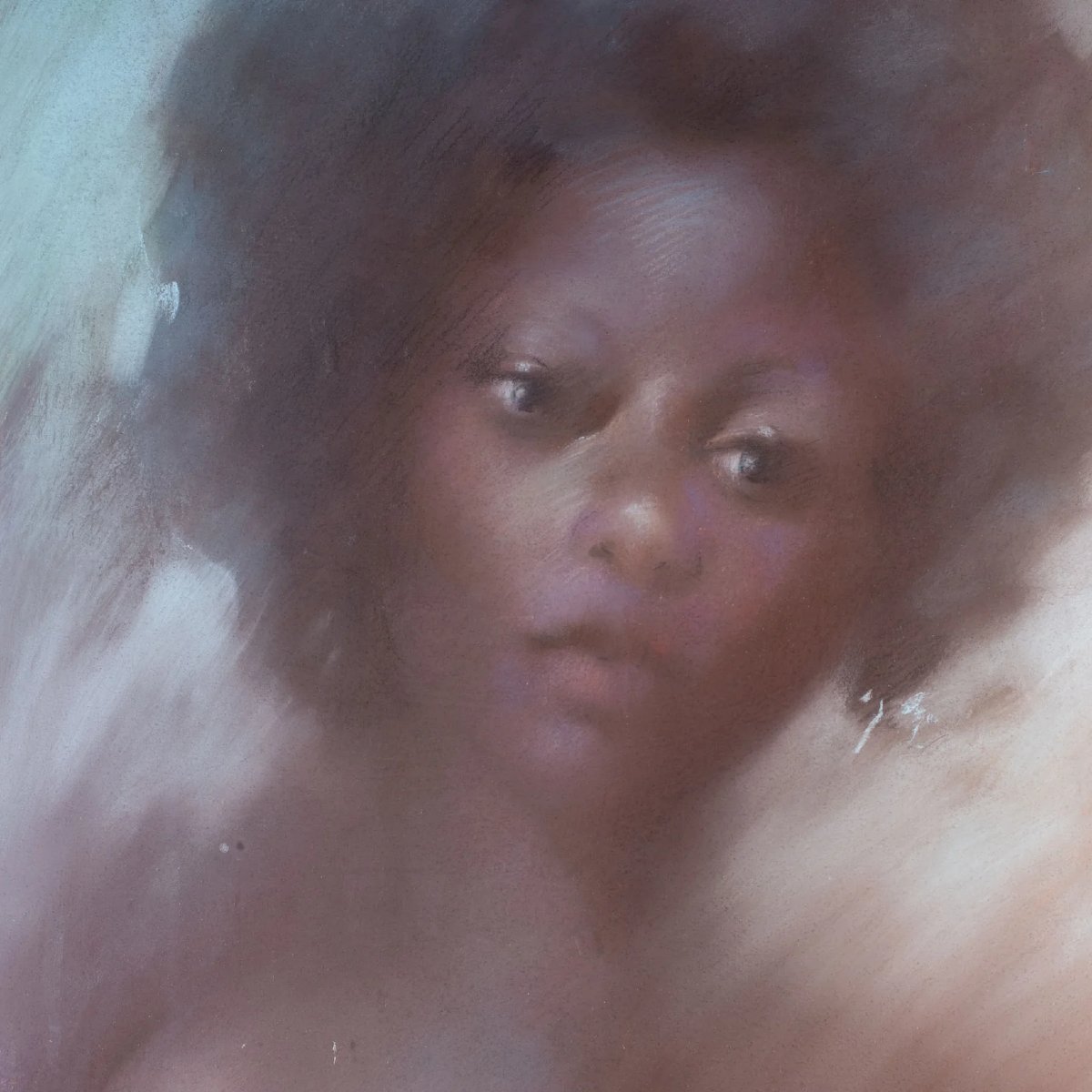 Vintage Pastel Portrait Of A Young Woman - Signed-photo-1