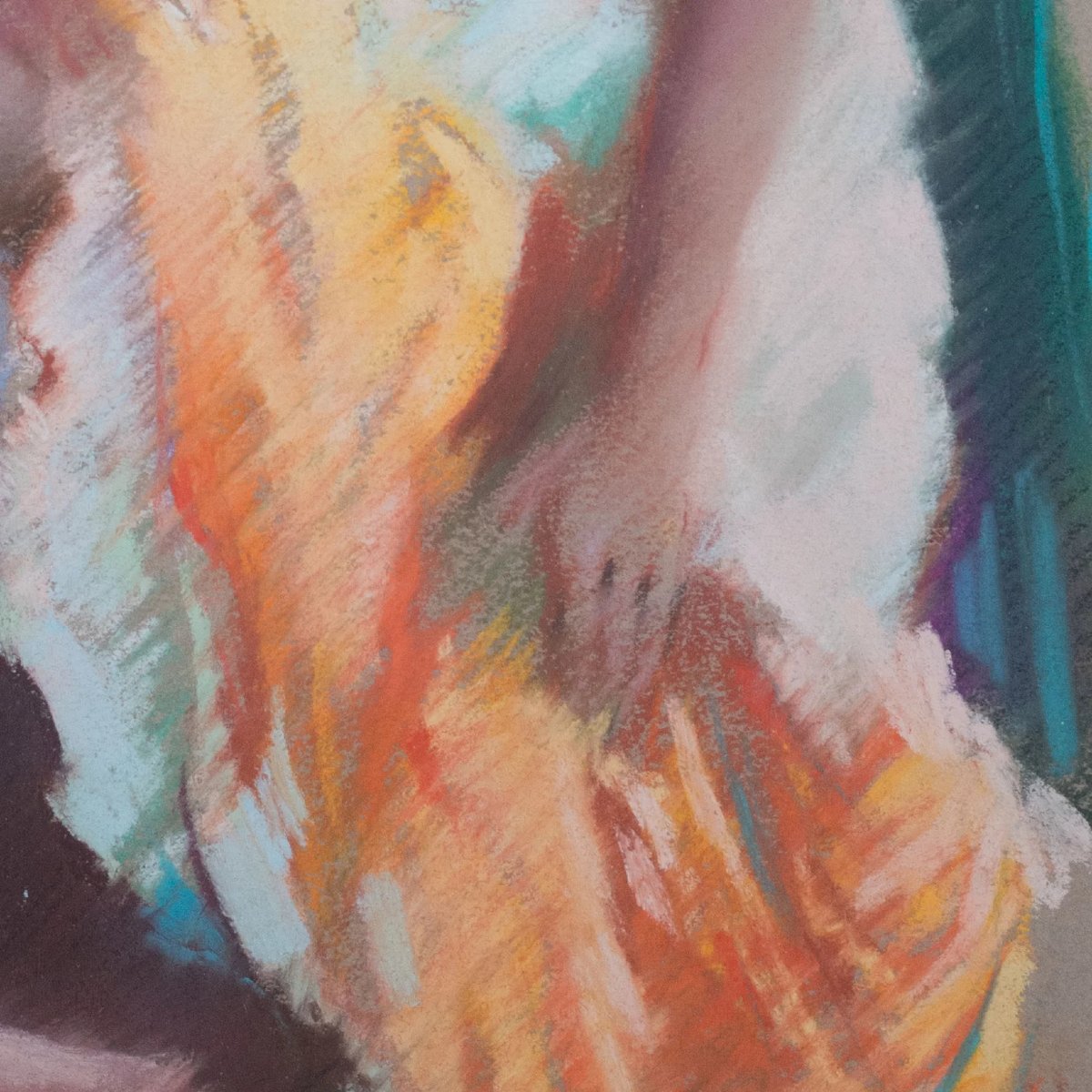 Lady And Child Vintage Pastel Study - Signed-photo-4