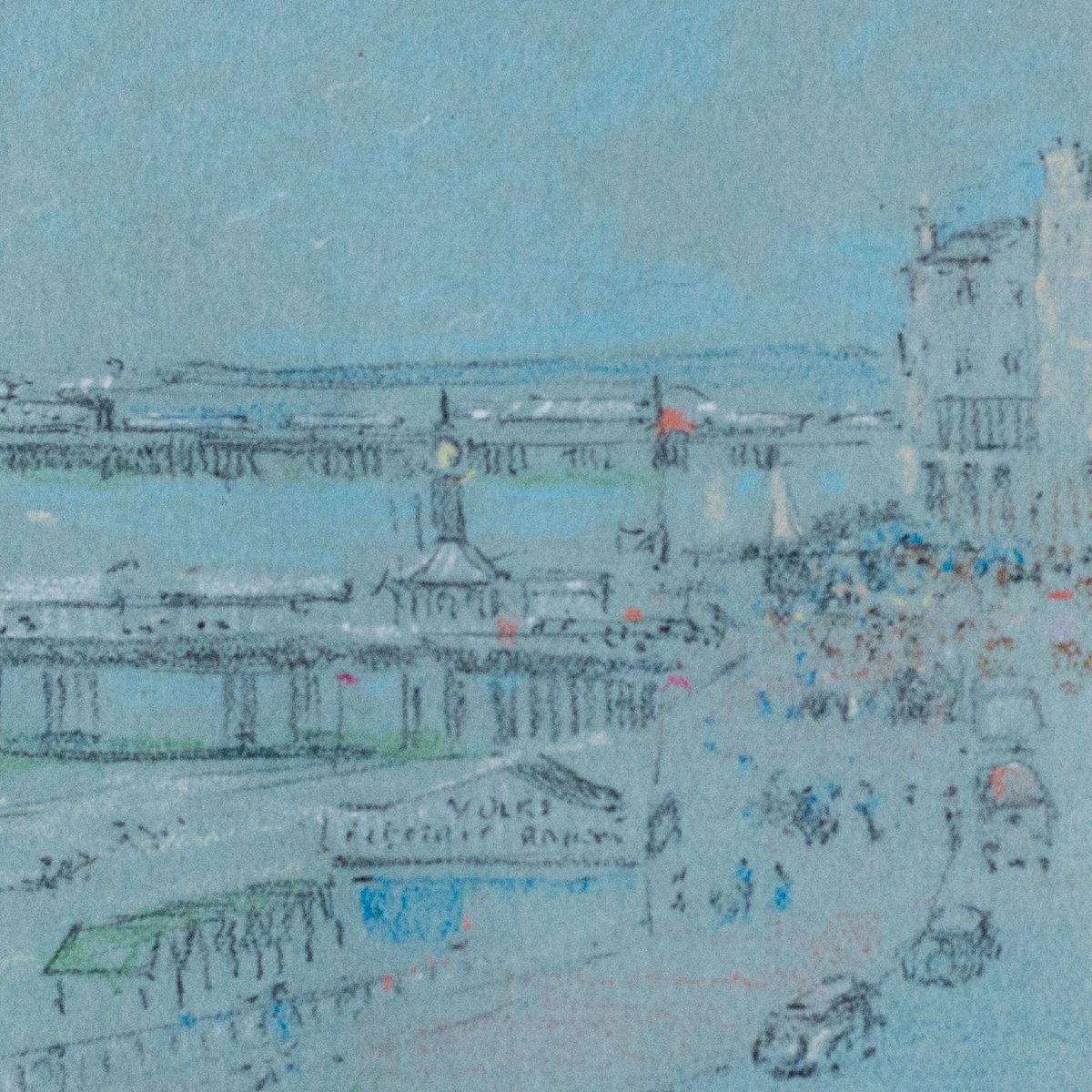 Jetée de Brighton et hôtel Royal Albion, 1938 – Croquis original au crayon-photo-4