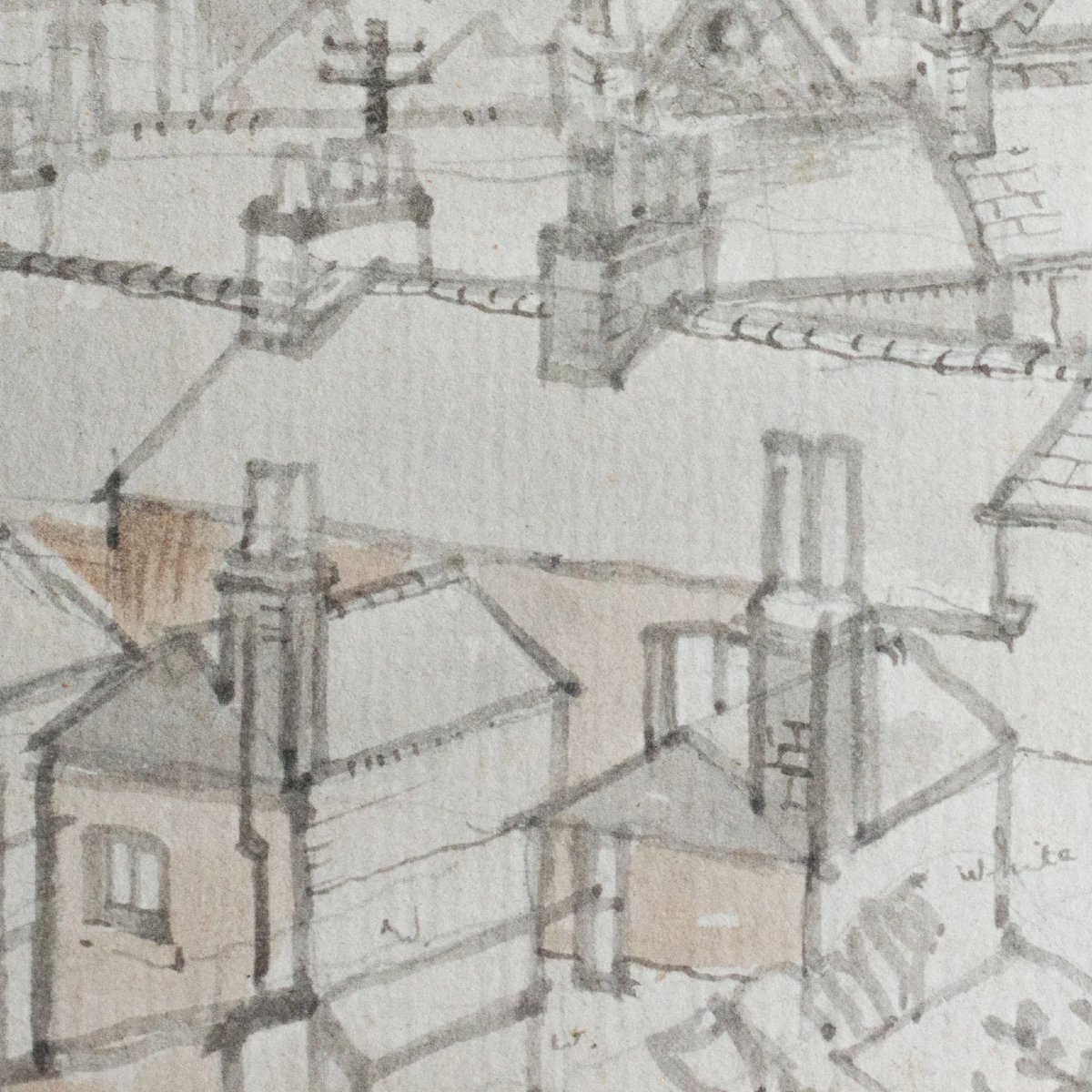 Vue de Point Hill – J. Ward (inscription au verso) – Dessin original au crayon-photo-3