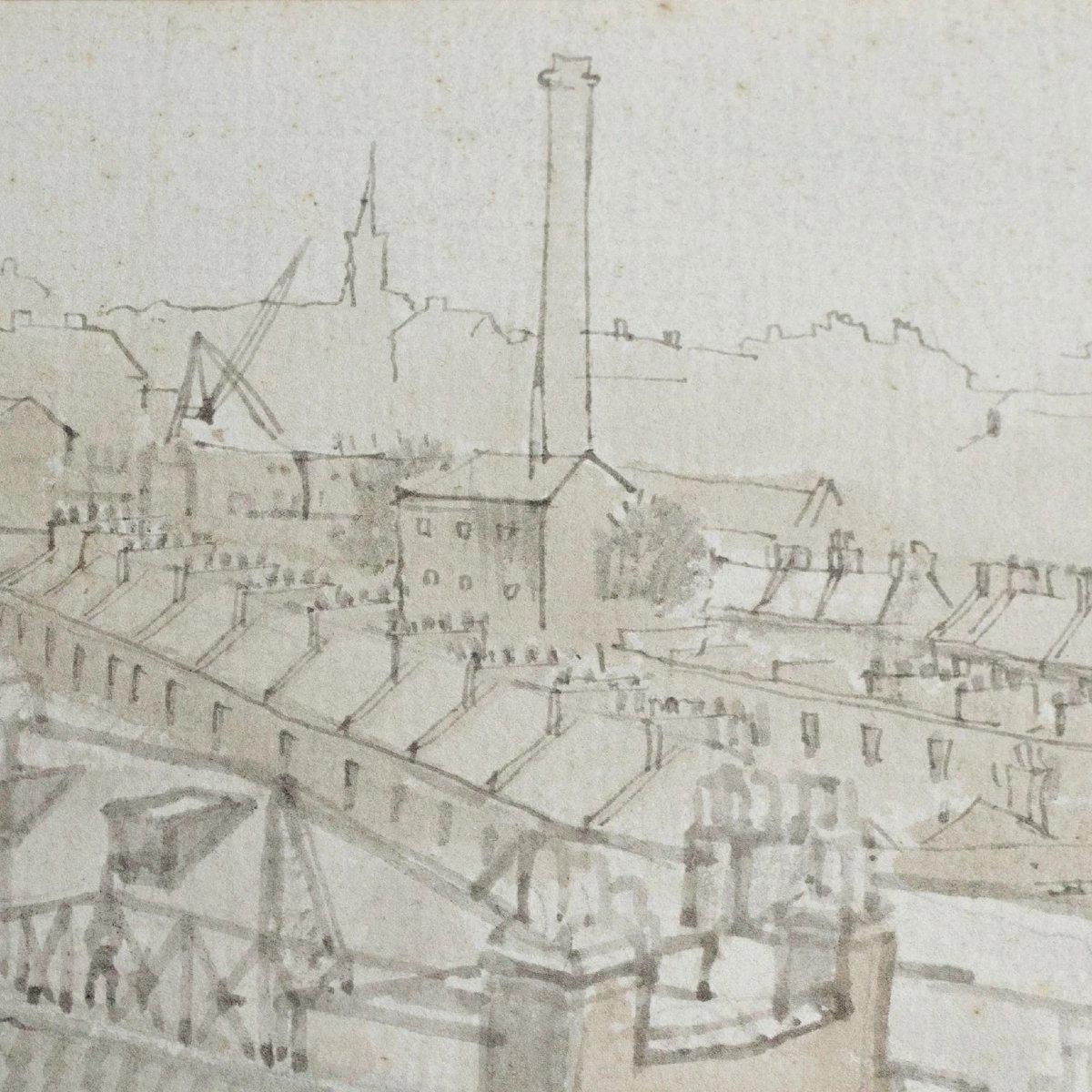 Vue de Point Hill – J. Ward (inscription au verso) – Dessin original au crayon-photo-1