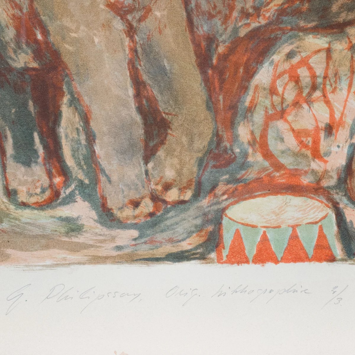 Lithographie d'éléphants de cirque – Artiste inconnu-photo-1