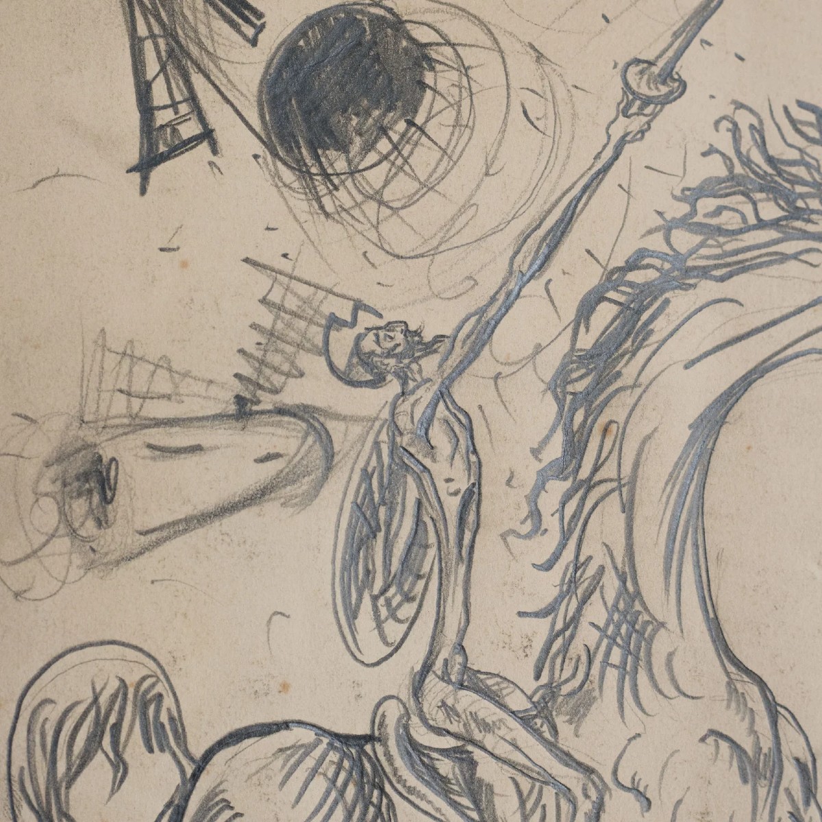 Dessin de la scène d'attaque de Don Quichotte par Julio Vieira-photo-4