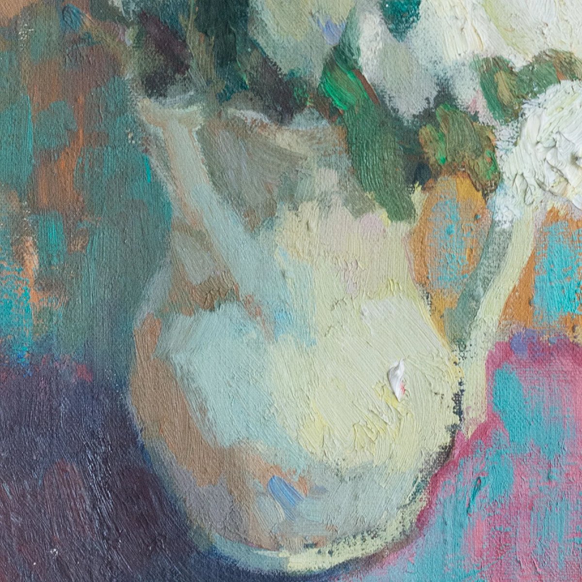 Floral Still Life Colourist Oil Painting – Signed (artist Unidentified)-photo-1