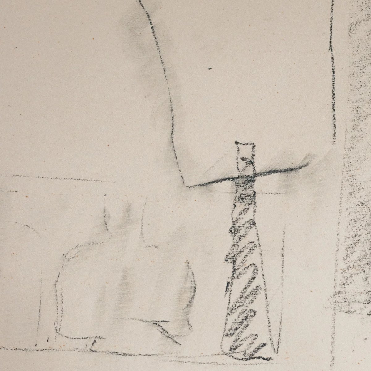 Étude de portrait – Artiste inconnu, 1962 – Esquisse moderniste originale-photo-4