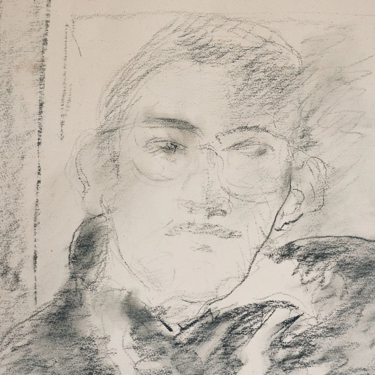 Étude de portrait – Artiste inconnu, 1962 – Esquisse moderniste originale-photo-1