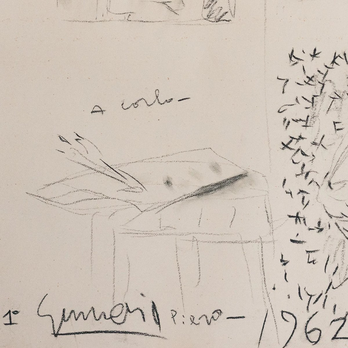 Étude de portrait – Artiste inconnu, 1962 – Esquisse moderniste originale-photo-4