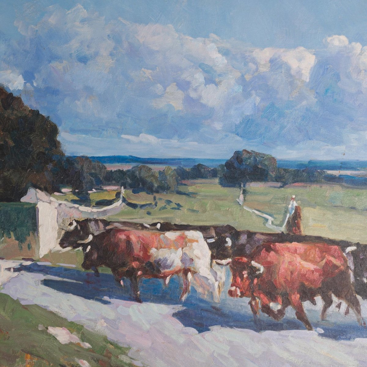 Cattle Drive Beneath A Southern Sky - Oil On Canvas-photo-2