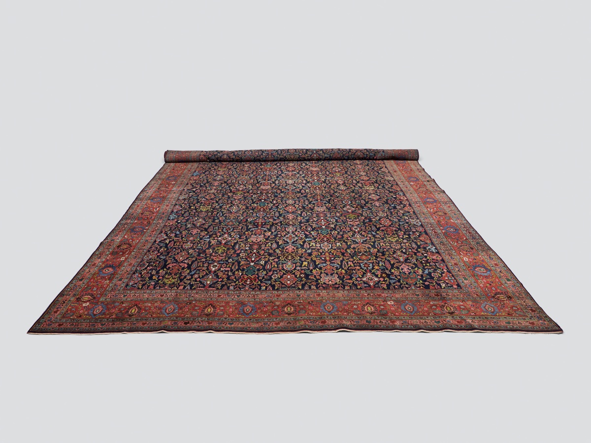 Tapis persan ancien de Mashhad, dimensions palais – 605 cm × 390 cm-photo-3