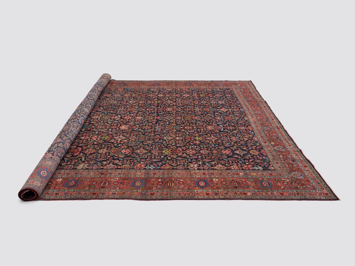 Tapis persan ancien de Mashhad, dimensions palais – 605 cm × 390 cm-photo-4