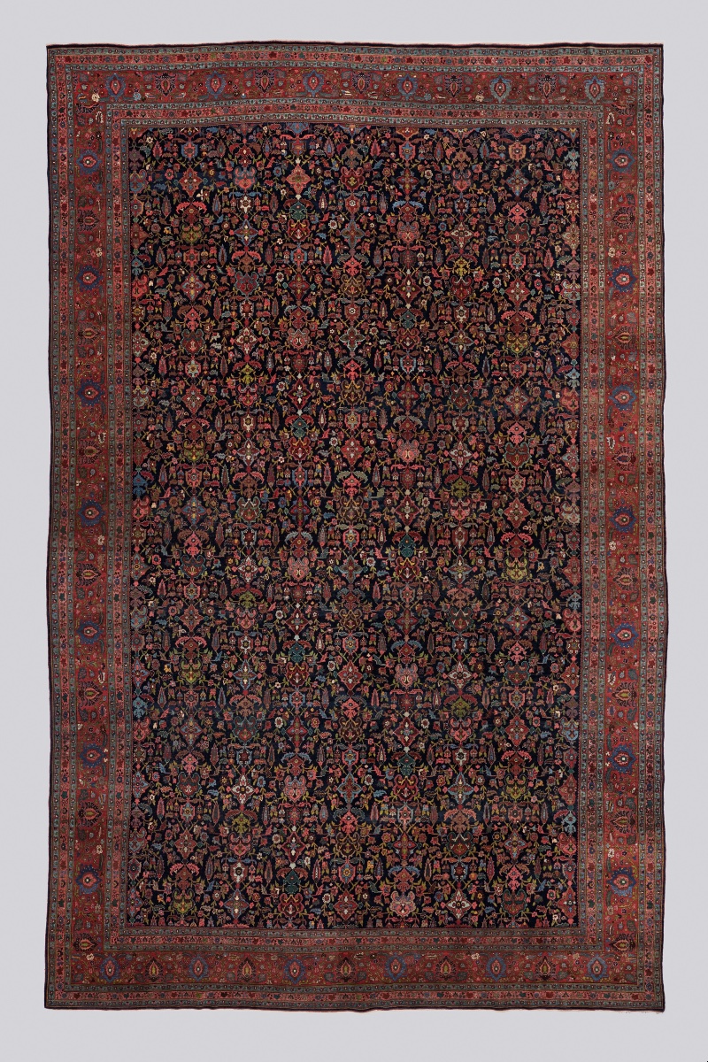 Tapis persan ancien de Mashhad, dimensions palais – 605 cm × 390 cm