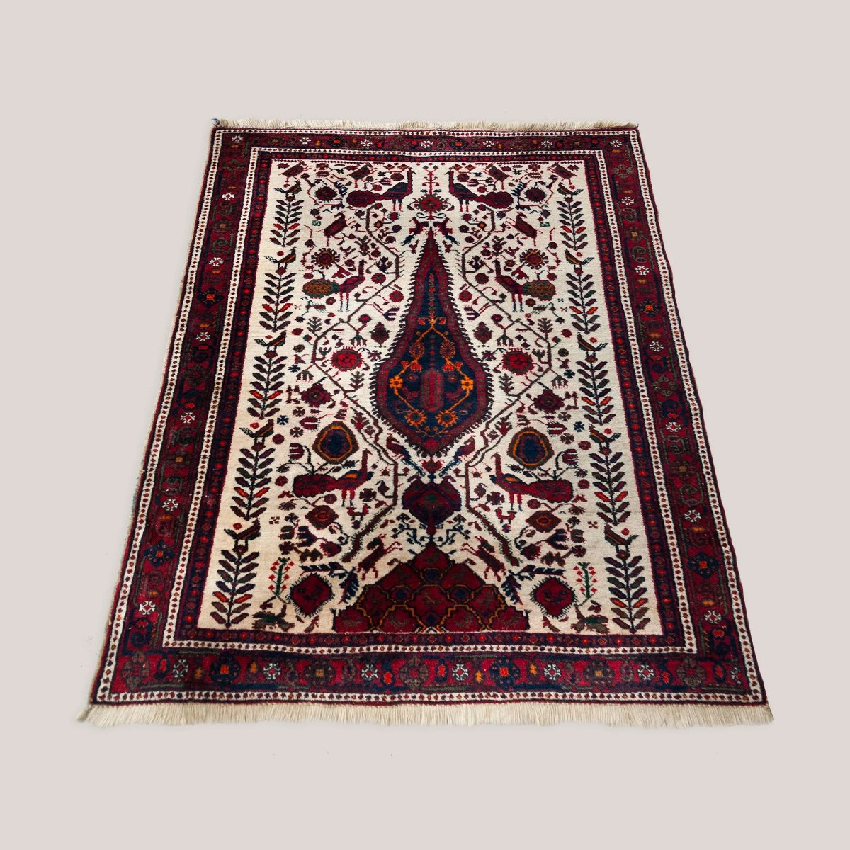 Vintage Hand-knotted Rug With Tree Of Life Design - 159 Cm -124 Cm-photo-2