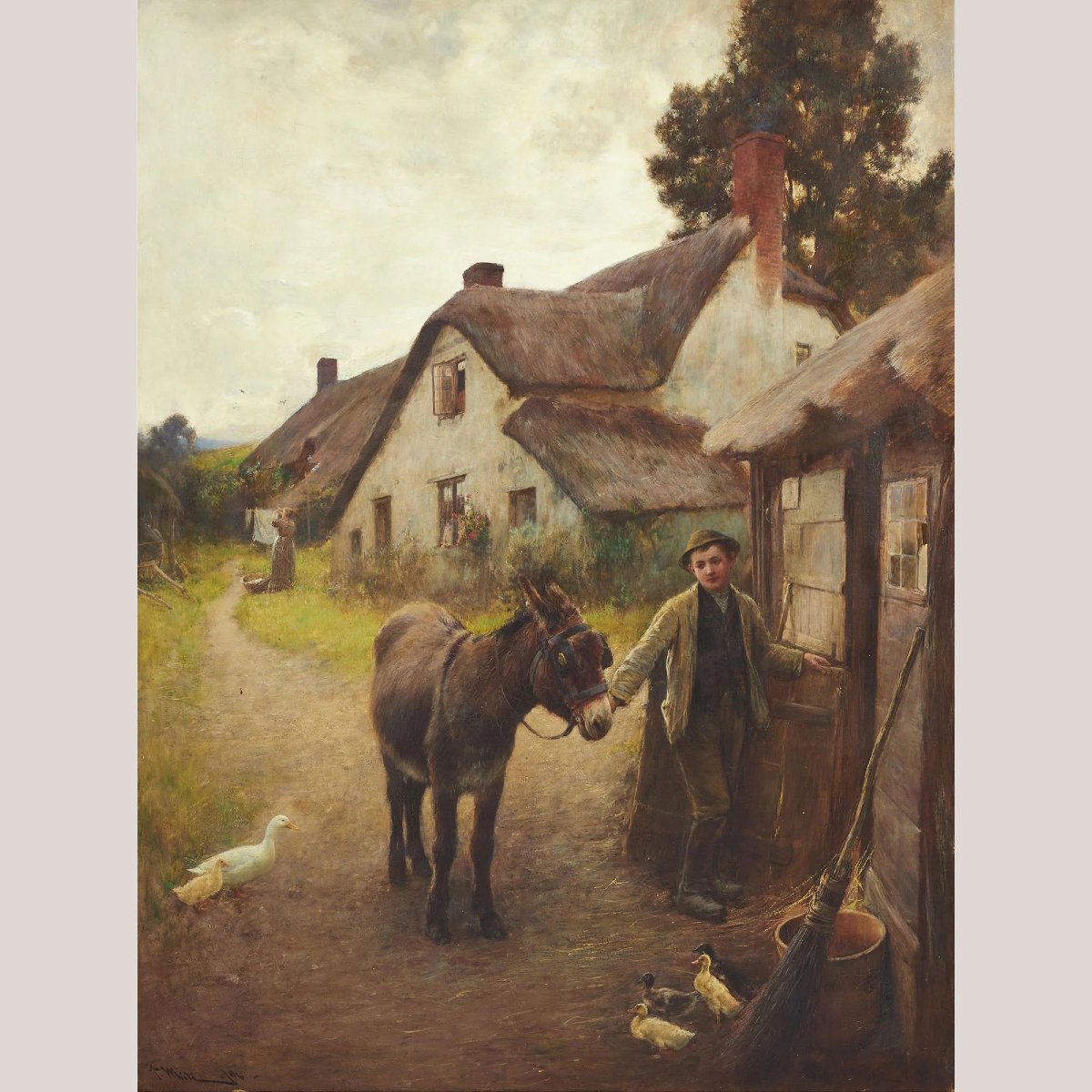 Garçon avec âne par John White RI (1851–1933)