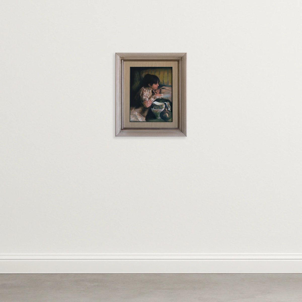 Jeune femme en blouse brodée de dentelle espagnole fine - Huile sur toile signée-photo-2