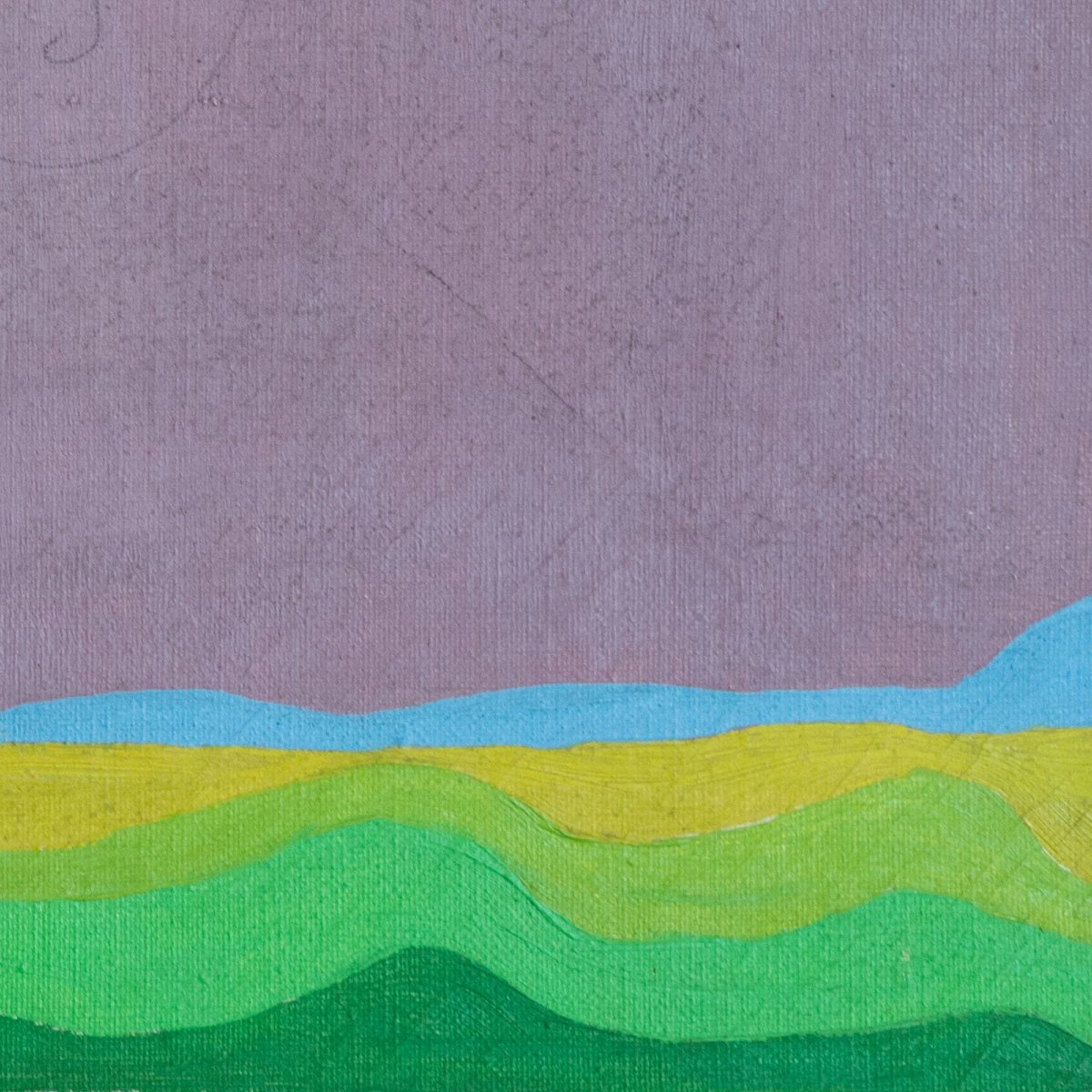 Paysage floral abstrait – Huile sur toile du milieu du XXe siècle-photo-1