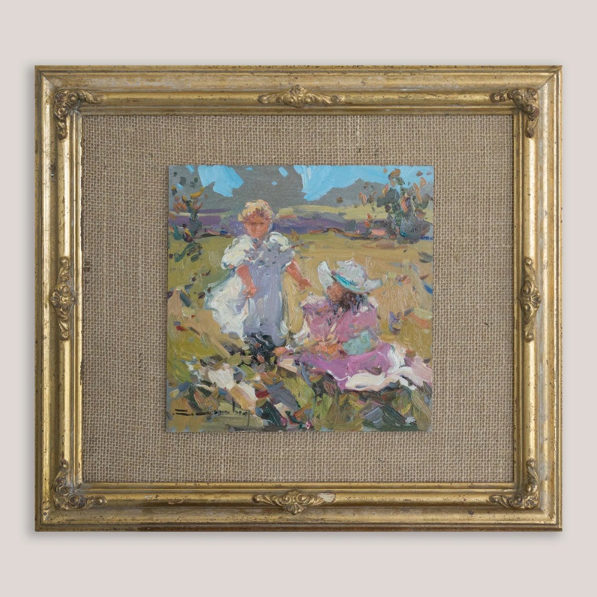 Deux peintures impressionnistes à l'huile sur panneau représentant des paysages côtiers et rura-photo-3