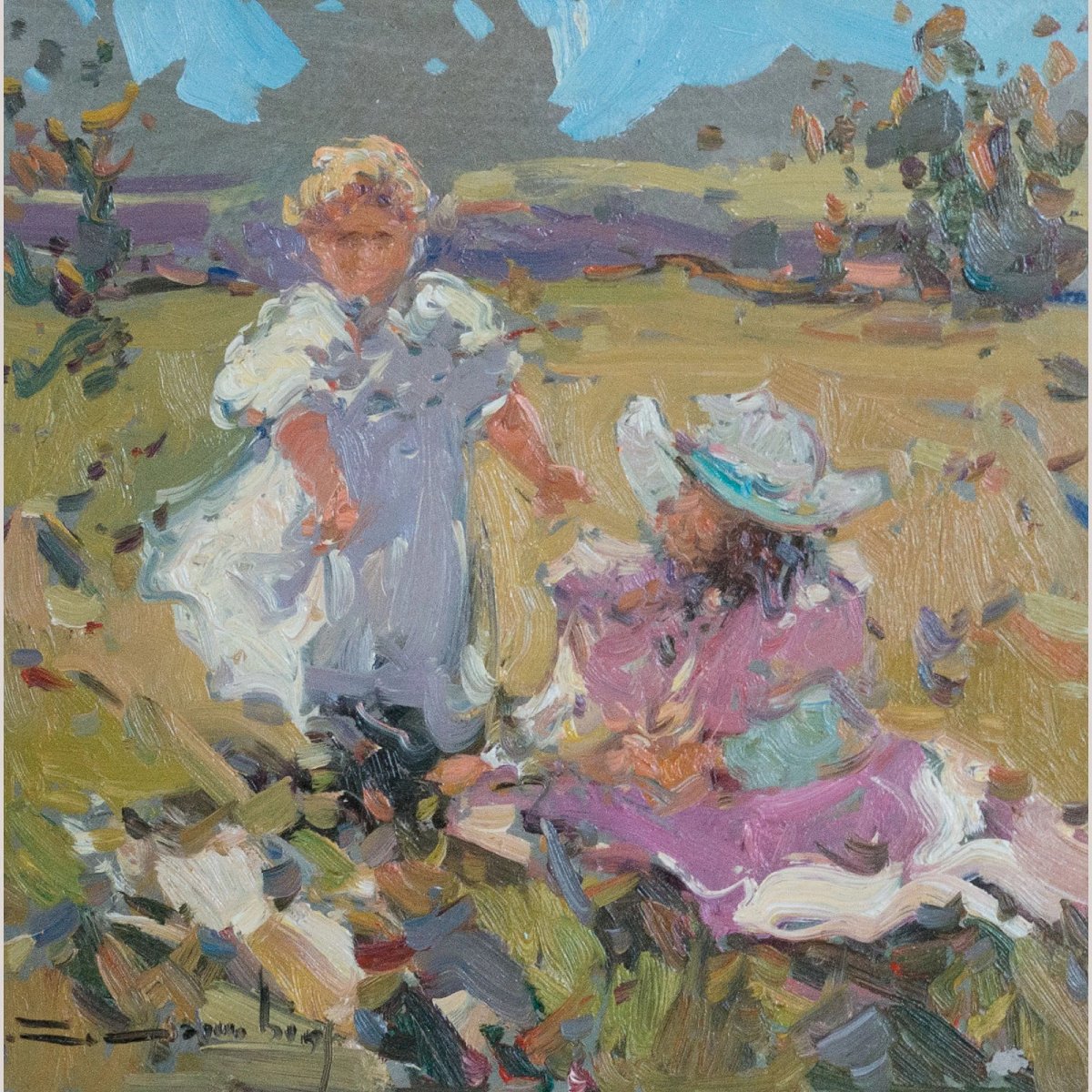 Deux peintures impressionnistes à l'huile sur panneau représentant des paysages côtiers et rura-photo-1
