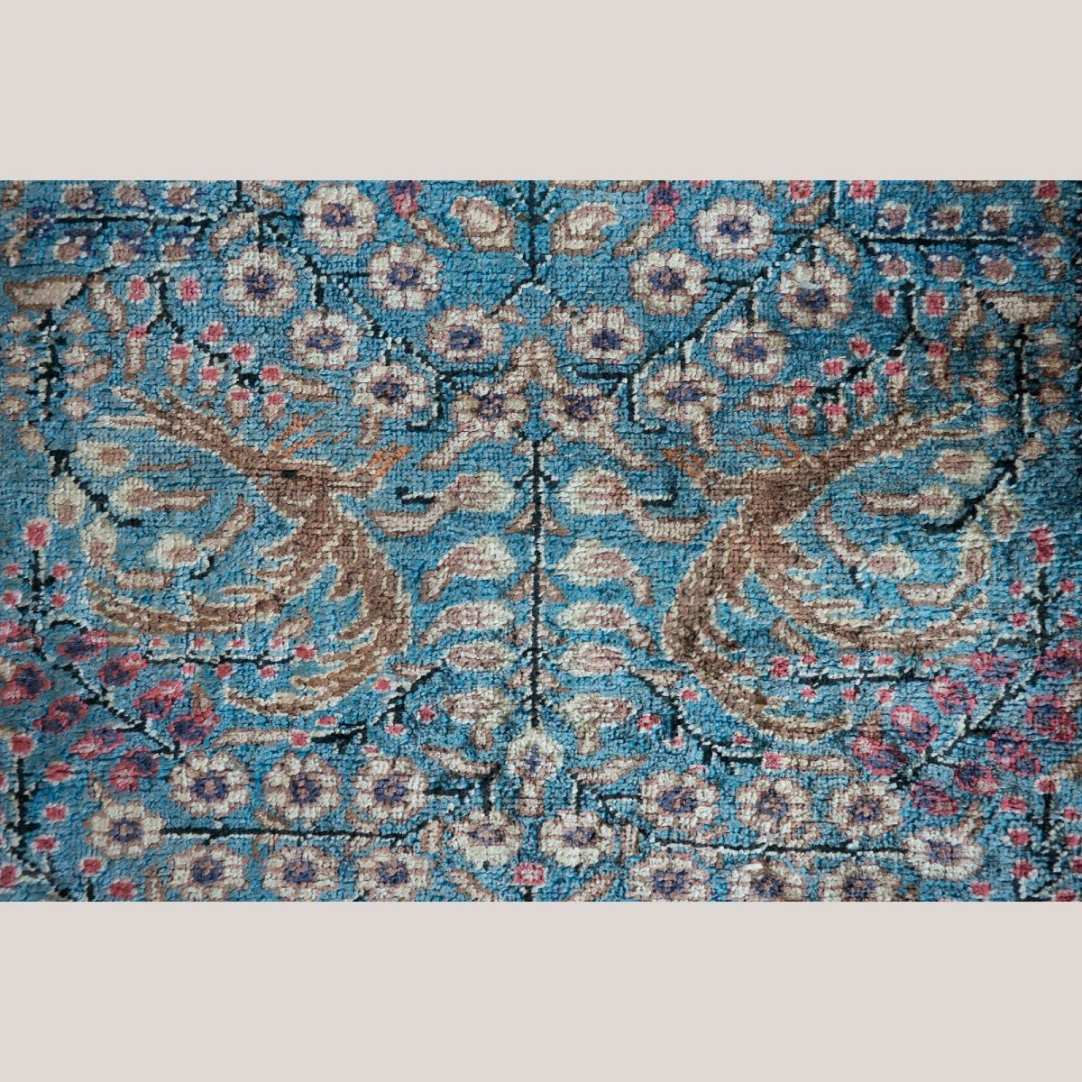 Vintage Hand-knotted Hereke Silk Prayer Rug, Tree Of Life Design – 188 × 118 Cm-photo-1