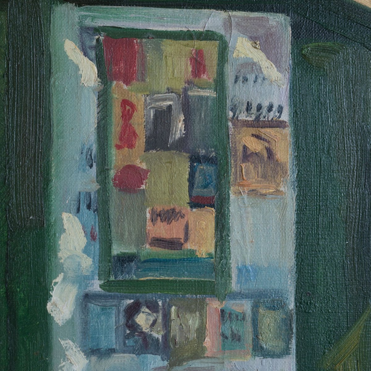 Vintage European Street Scene With Newspaper Kiosk | Possibly Signed Català | Oil On Canvas-photo-3