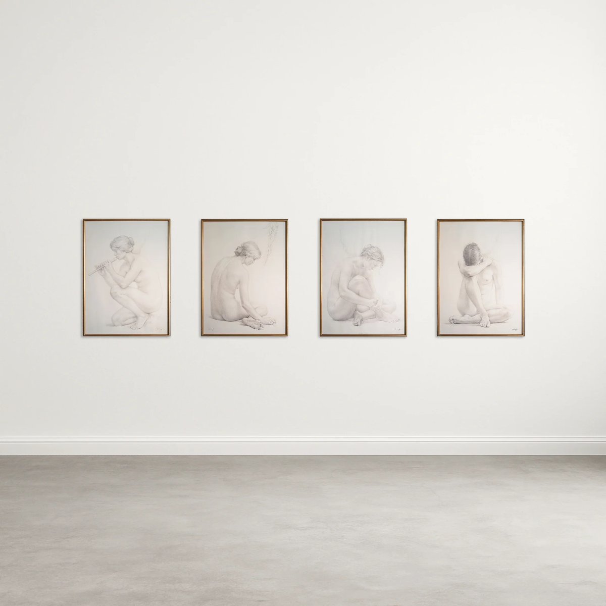 The Four Seasons (les Quatre Estacions) – Suite Of Four Large Framed Original Graphite Drawings-photo-2