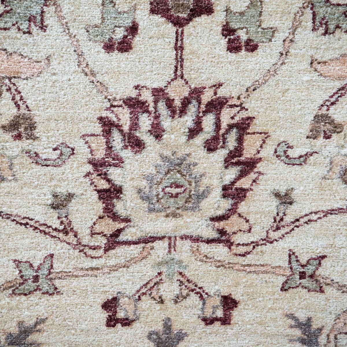 Vintage Indo-persian Floral Rug | Ivory Ground With Burgundy Border | 273 × 187 Cm-photo-4