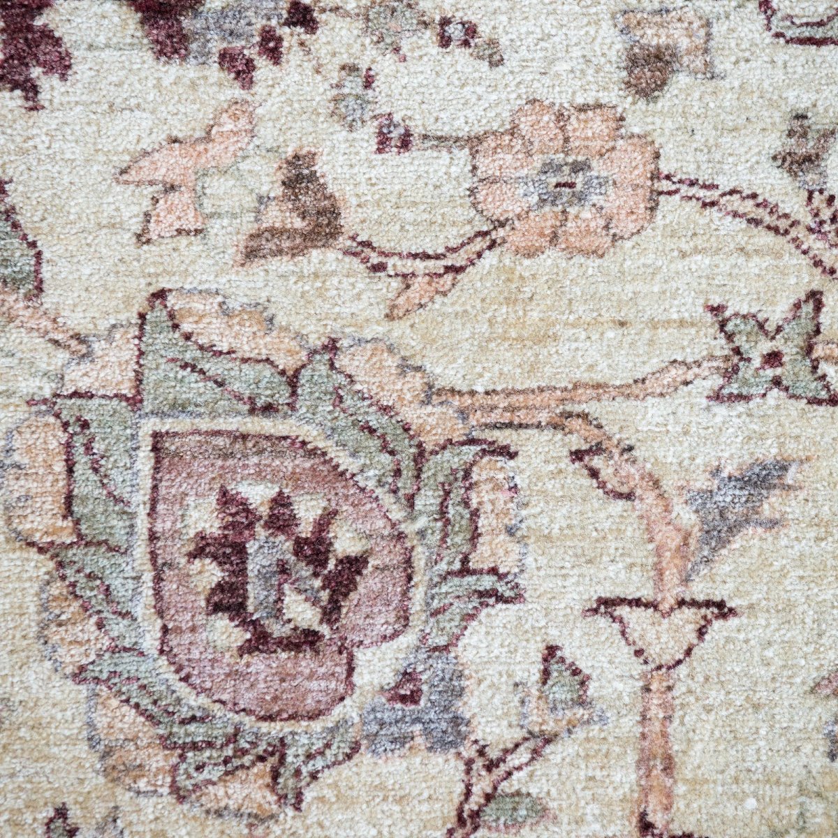 Vintage Indo-persian Floral Rug | Ivory Ground With Burgundy Border | 273 × 187 Cm-photo-1